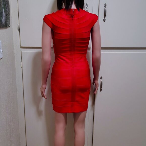 Rachael G. Red Stretch Square Neck Dress - Picture 13 of 13